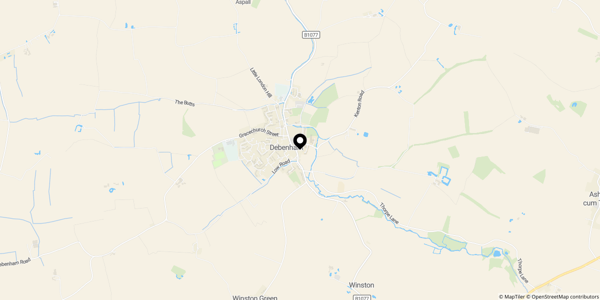 Approximate location of High Street, Debenham, Suffolk