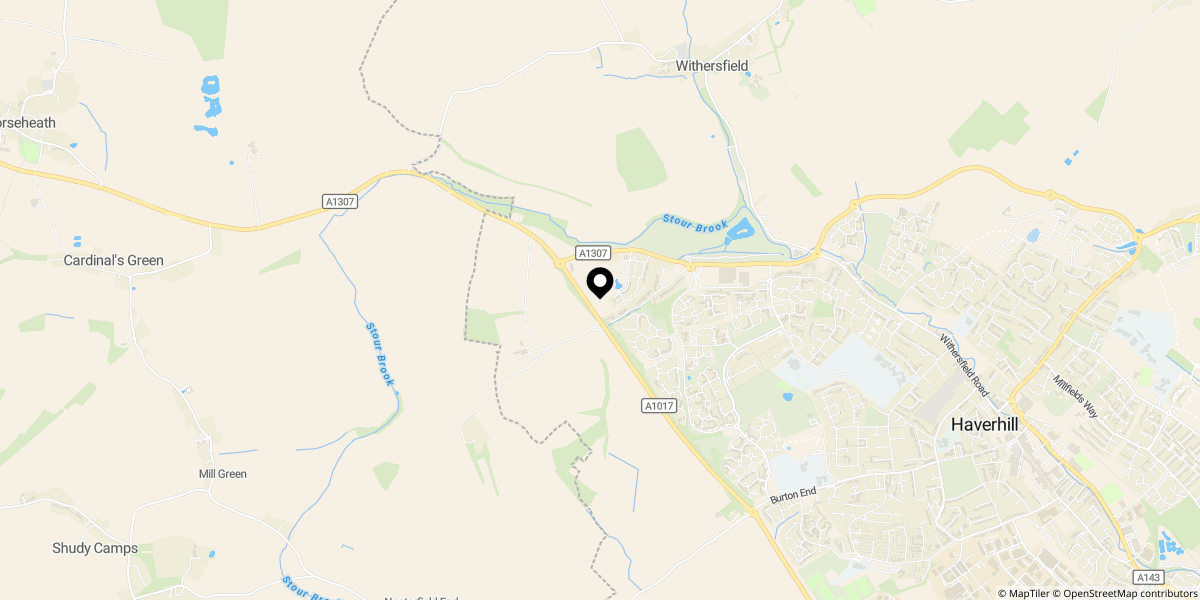 Approximate location of Hanchett End, Haverhill, Suffolk