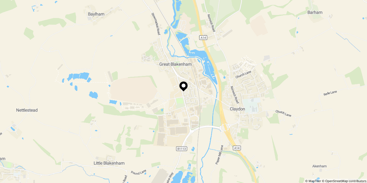 Approximate location of Poplar Road, Great Blakenham, Ipswich, IP6 0GN
