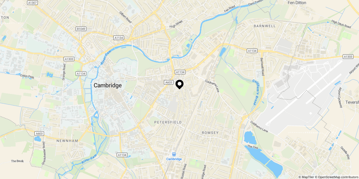 Approximate location of Fairsford Place, Cambridge, CB1 2QS