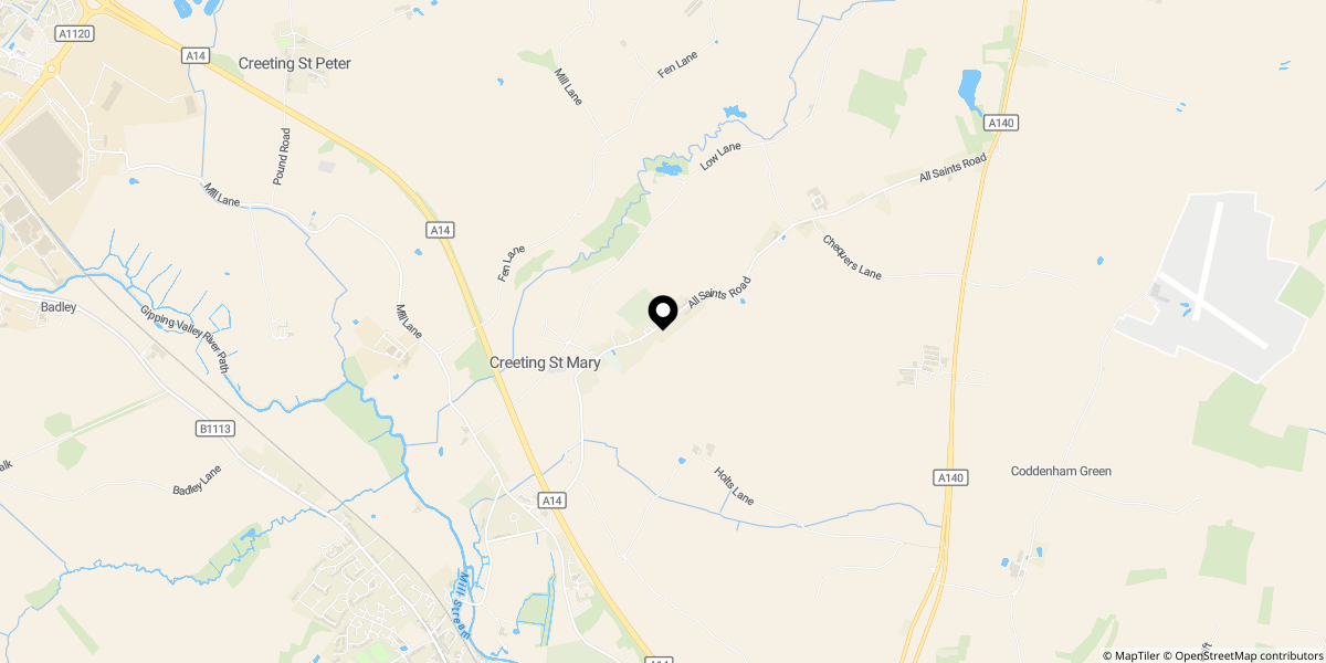 Approximate location of Creeting St Mary, Suffolk, IP6 8NF