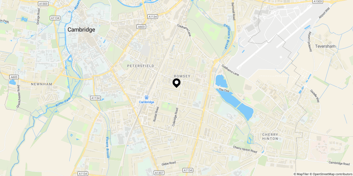 Approximate location of Cyprus Road, Cambridge, CB1 3QA