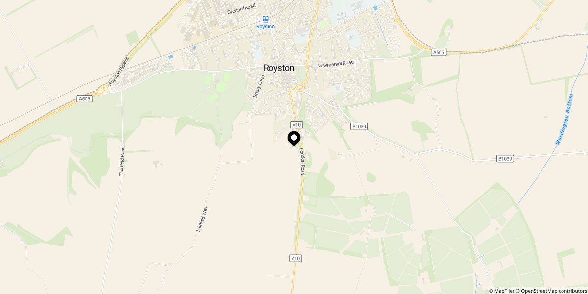Approximate location of Shrubbery Grove, Royston, SG8 9LJ