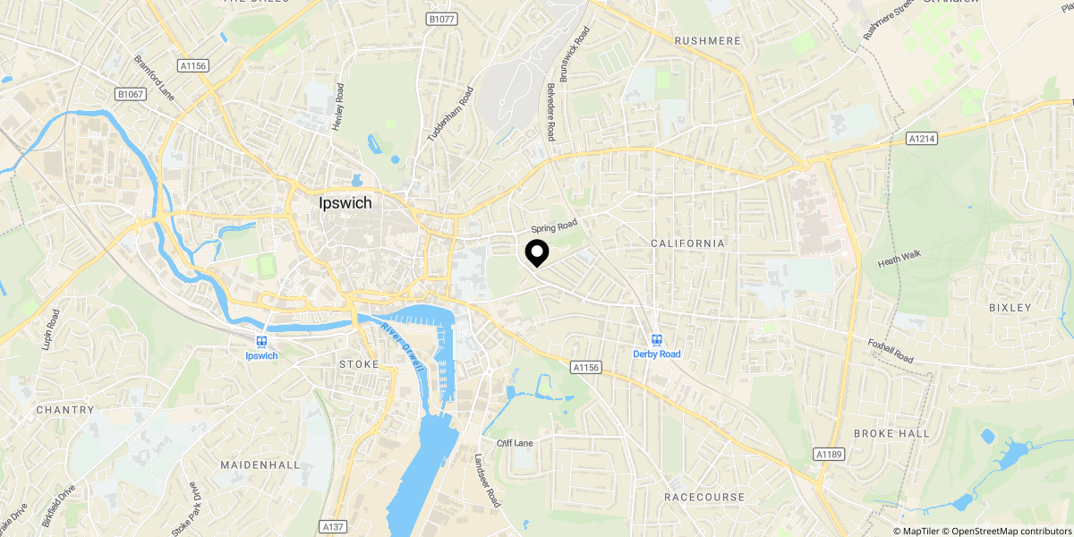 Approximate location of Devonshire Road, Ipswich, IP3 8AS