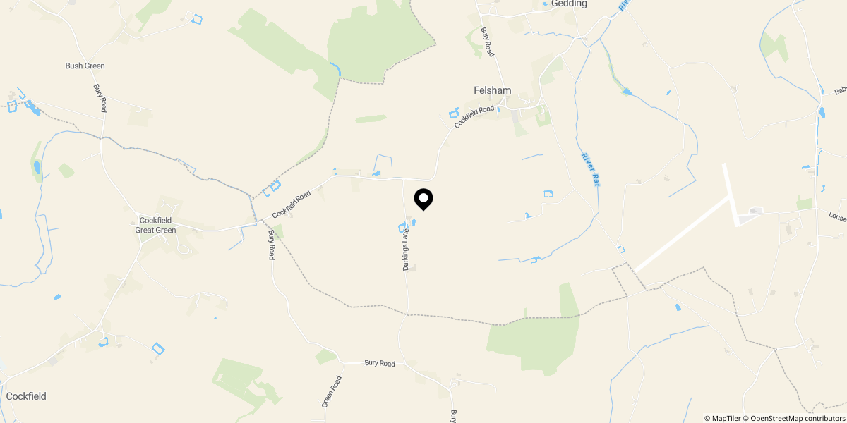 Approximate location of Dakings Lane, Felsham, Suffolk, IP30 0QW