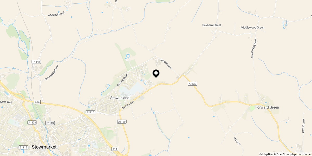 Approximate location of Oxlip Way, Stowupland, Stowmarket, IP14 4DT