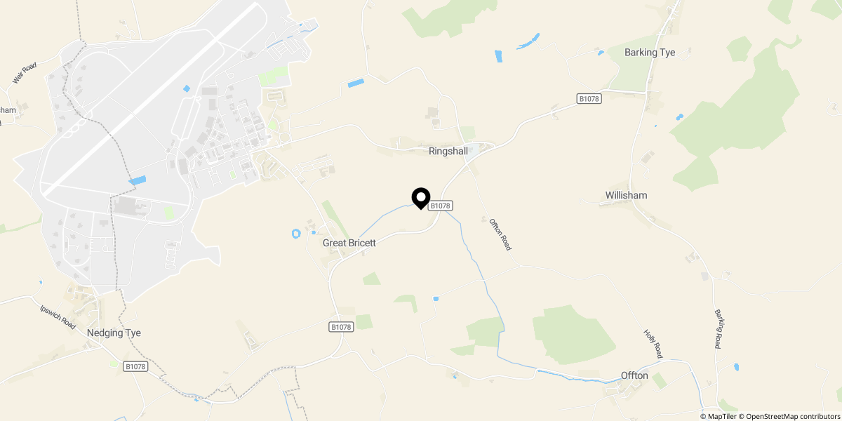 Approximate location of Great Bricett, Ipswich, IP7 7DG