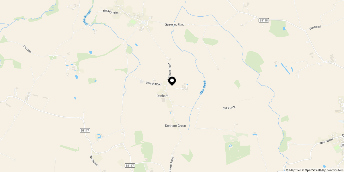Approximate location of Denham, Eye, Suffolk