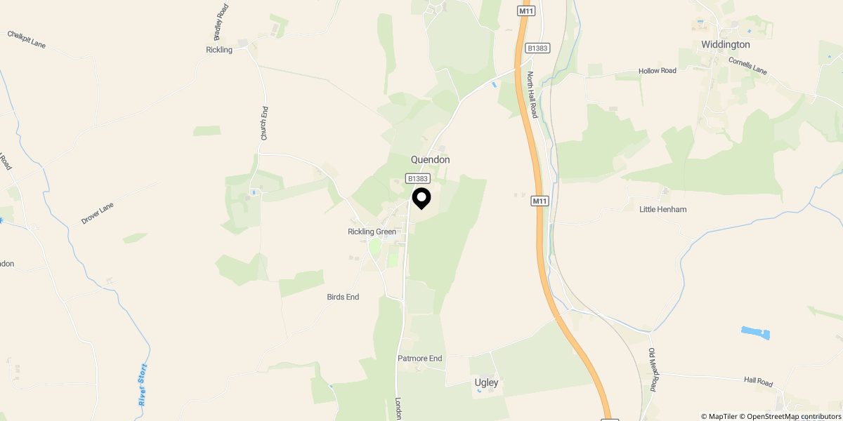 Approximate location of Quendon, Saffron Walden