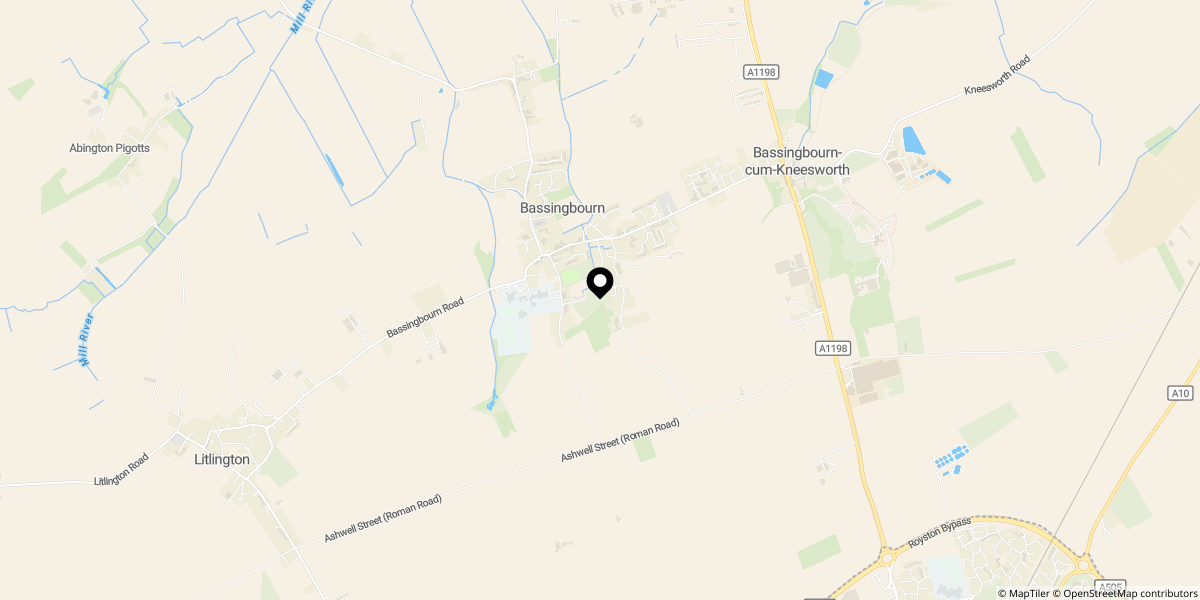 Approximate location of Bassingbourn, Royston, SG8 5HT