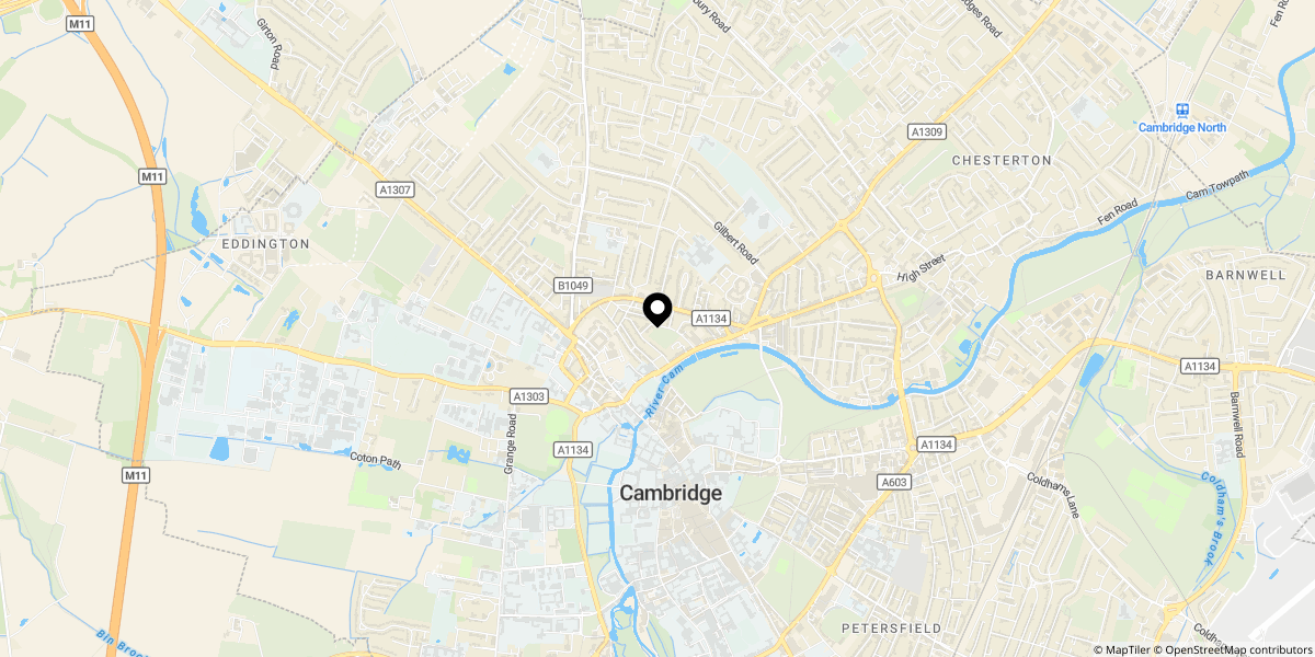 Approximate location of Alpha Road, Cambridge, CB4 3DQ