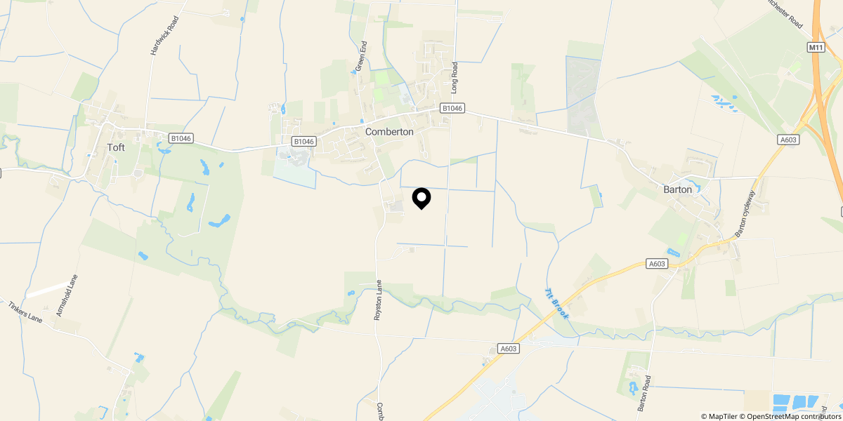 Approximate location of Church Lane, Comberton, Cambridge, CB23 7ED